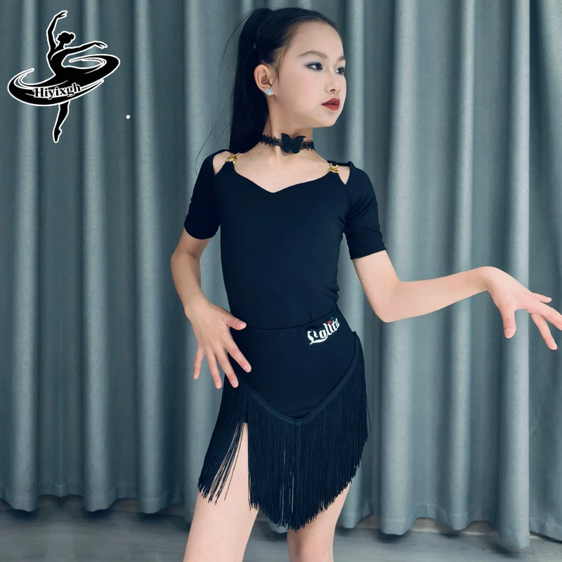 Latin Dance Costume Kids Black Long Sleeves Practice Clothing Girls Performance Training Clothes Black Tassels Skirt
Latin Dance Costume Kids Black Long Sleeves Practice Clothing Girls Performance Training Clothes Black Tassels Skirt