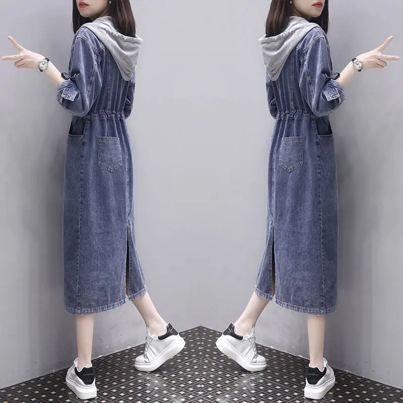Women's Summer Dress Fake Two Cowboy Splicing Mid-length Hooded Vintage Simple Comfortable Casual Soft Niche Versatile Skinny
Women's Summer Dress Fake Two Cowboy Splicing Mid-length Hooded Vintage Simple Comfortable Casual Soft Niche Versatile Skinny