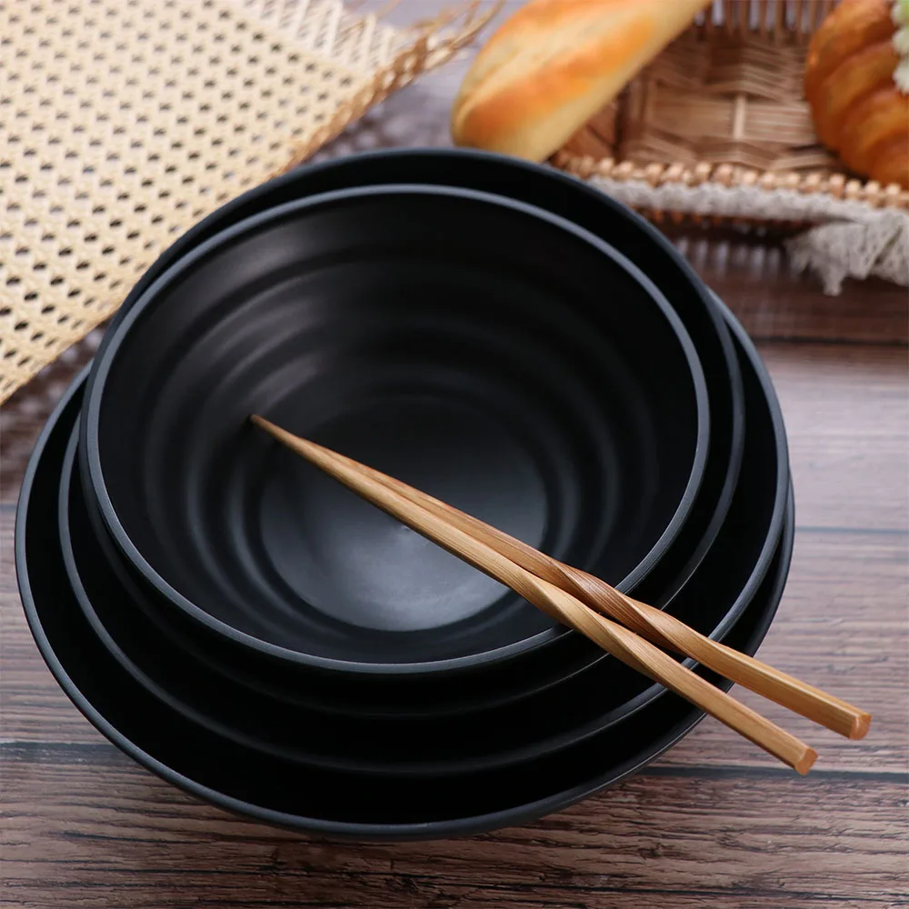 Tableware Melamine Ramen Bowl Ring Stripes Japanese Style Fruit Salad Bowl Large Capacity Pure Black Noodle Bowl Rice
Tableware Melamine Ramen Bowl Ring Stripes Japanese Style Fruit Salad Bowl Large Capacity Pure Black Noodle Bowl Rice