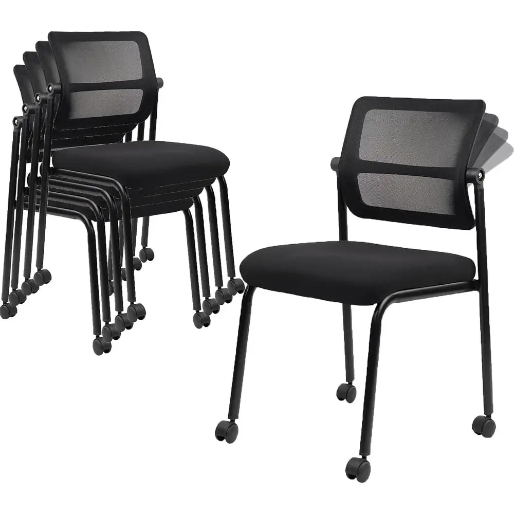 Adjustable Mesh Backrest Stacking Office Chair with Wheels, Ergonomic Lumbar Support, Leather Seat Cushion for Conference, Lobby
Adjustable Mesh Backrest Stacking Office Chair with Wheels, Ergonomic Lumbar Support, Leather Seat Cushion for Conference, Lobby