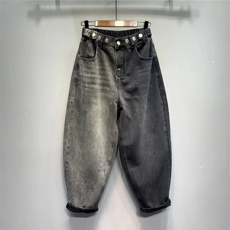 High Waist Pants Female Adjustable Buckle design Elastic Baggy Jeans Autumn And Winter All-match Black Jeans Wide Woman Clothes
High Waist Pants Female Adjustable Buckle design Elastic Baggy Jeans Autumn And Winter All-match Black Jeans Wide Woman Clothes