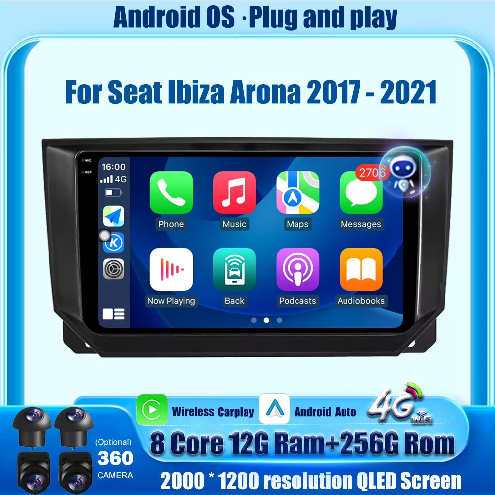 Автомобильный радиоприемник, мультимедийный видеоплеер, навигация, GPS для Seat Ibiza Arona 2017-2021 Android Auto, беспроводной Carplay, головное устройство BT DSP
Автомобильный радиоприемник, мультимедийный видеоплеер, навигация, GPS для Seat Ibiza Arona 2017-2021 Android Auto, беспроводной Carplay, головное устройство BT DSP