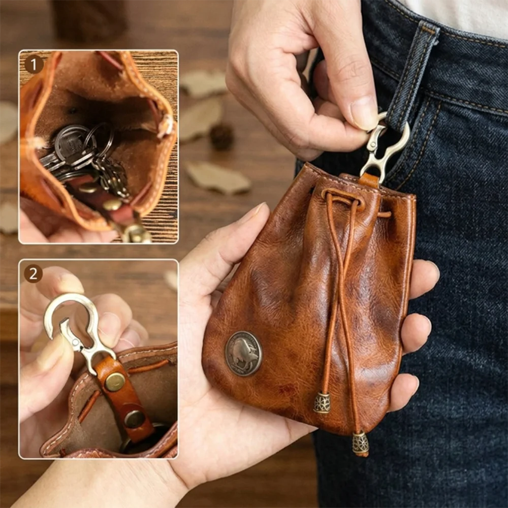 Retro Genuine Leather Bag Coin Purse Drawstring Key Wallets Fashion Women Men Housekeeper Card Key Holders Mini Purse Coin Pouch
Retro Genuine Leather Bag Coin Purse Drawstring Key Wallets Fashion Women Men Housekeeper Card Key Holders Mini Purse Coin Pouch
