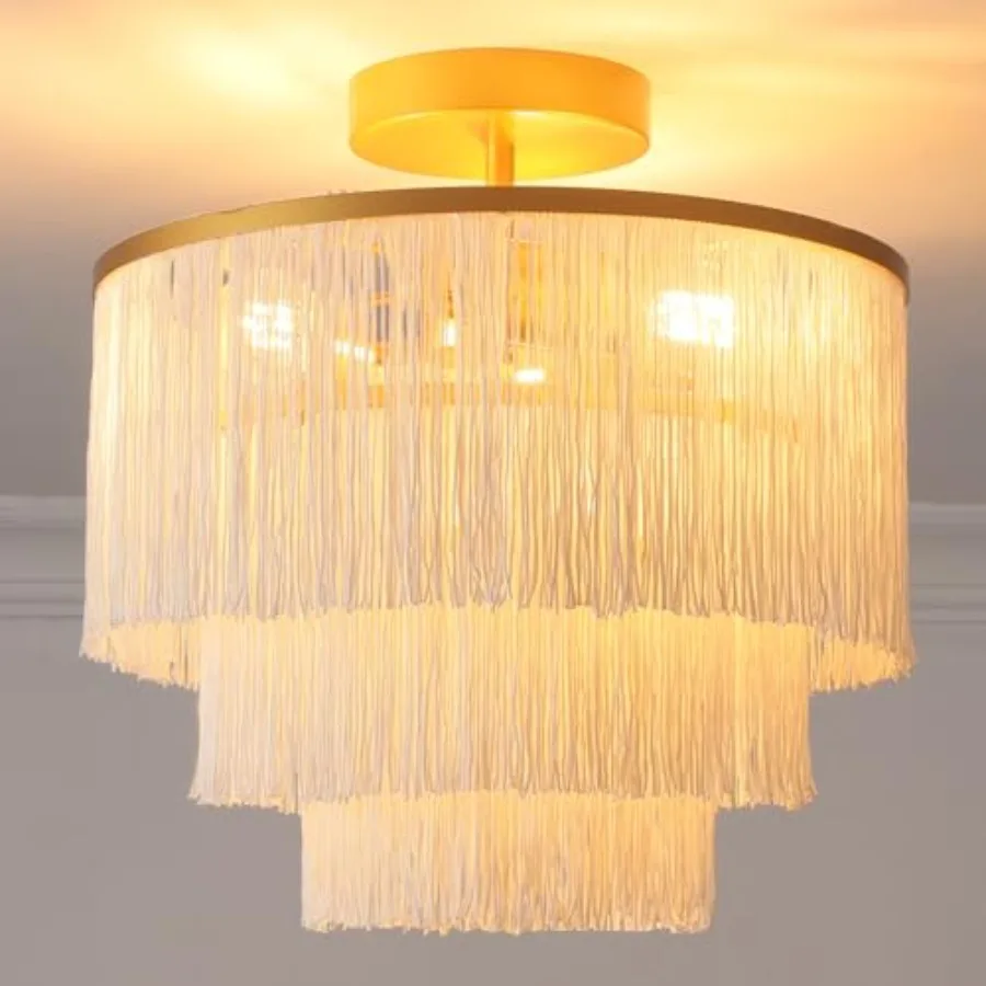 3-Tiered Boho Chandelier with Metal and Fringe3 Lights Fringe Pendant Light Fixture Tassle Chandelier for entryway Dining Room
3-Tiered Boho Chandelier with Metal and Fringe3 Lights Fringe Pendant Light Fixture Tassle Chandelier for entryway Dining Room