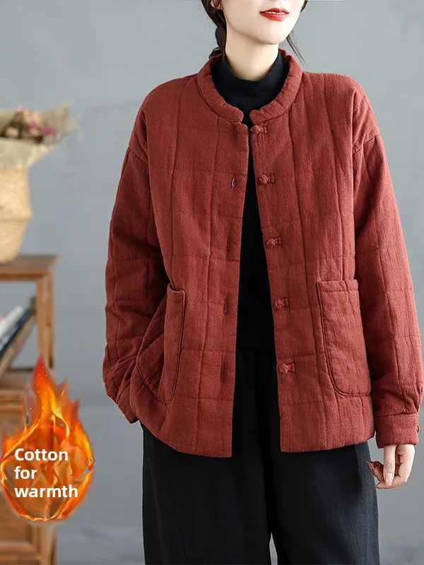 Retro Sle Women's Cotton Linen Quilted Coat Winter Thiened Long Sve Stand Collar Single Button Closure Pure Color Jaet
Retro Sle Women's Cotton Linen Quilted Coat Winter Thiened Long Sve Stand Collar Single Button Closure Pure Color Jaet