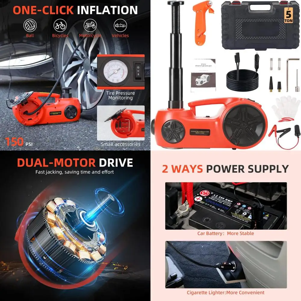 5-Ton Electric Car Jack with Tire Pump, Floor Jack Stand for Sedans & SUVs - Portable Lift for Emergency Tire Changes
5-Ton Electric Car Jack with Tire Pump, Floor Jack Stand for Sedans & SUVs - Portable Lift for Emergency Tire Changes