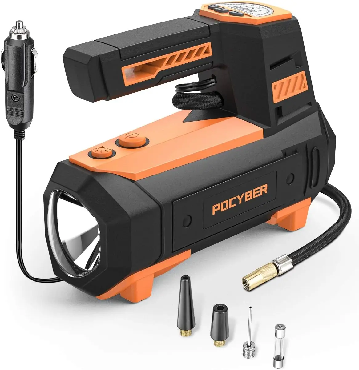 Portable 12V Air Compressor Pump, 180 PSI, Digital Gauge & LED Light for Car, Bike, Air Mattress, Balloons
Portable 12V Air Compressor Pump, 180 PSI, Digital Gauge & LED Light for Car, Bike, Air Mattress, Balloons