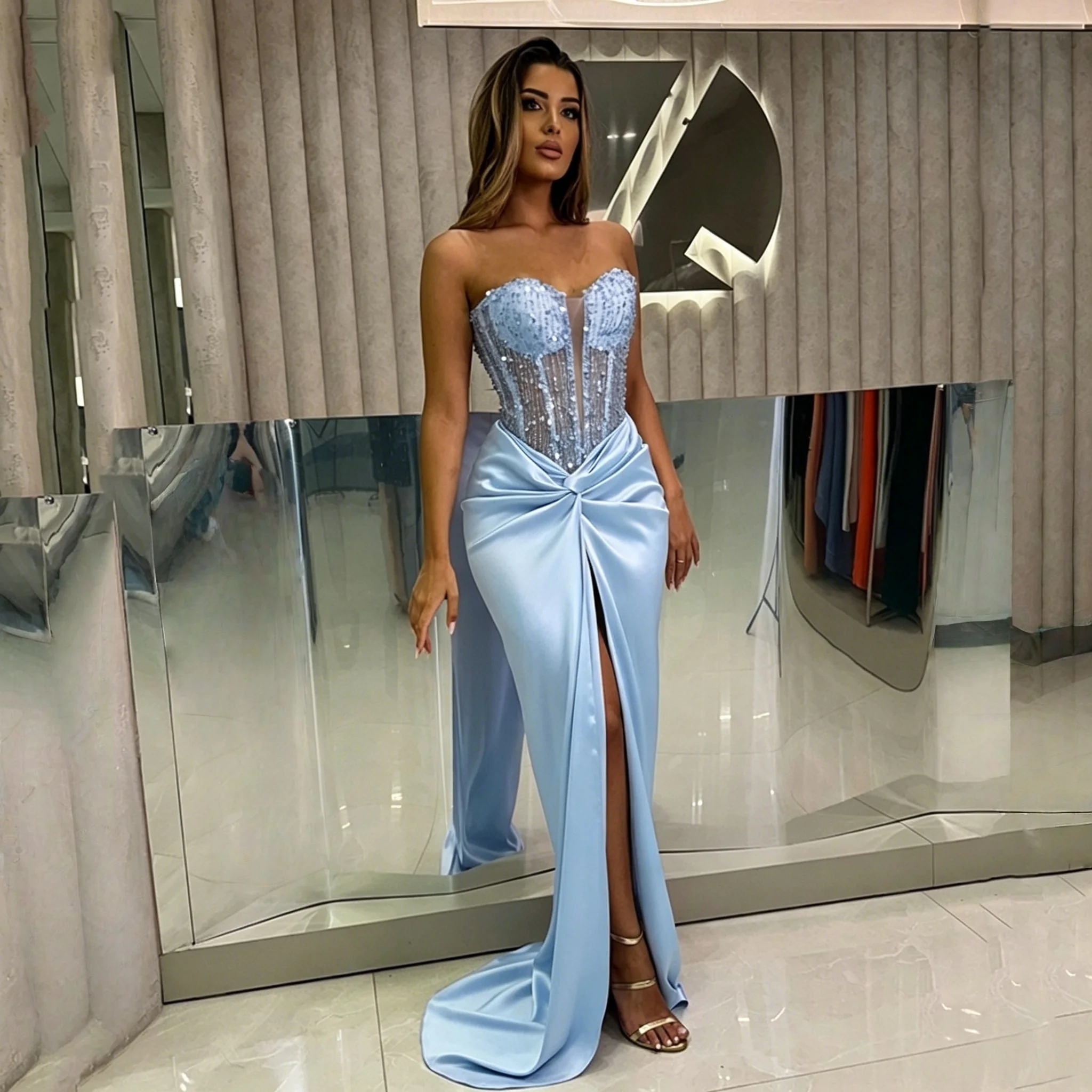 Sexy Mermaid Prom Evening Dresses Sweetheart Sequines Split Party Dress Women Night Cocktail Prom Gowns Custom Size
Sexy Mermaid Prom Evening Dresses Sweetheart Sequines Split Party Dress Women Night Cocktail Prom Gowns Custom Size