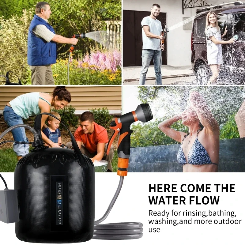 Portable Camping Shower Set with Rechargeable Air Pump Solar Heating Built-in Thermometer Outdoor Electric Camping Shower Black
Portable Camping Shower Set with Rechargeable Air Pump Solar Heating Built-in Thermometer Outdoor Electric Camping Shower Black