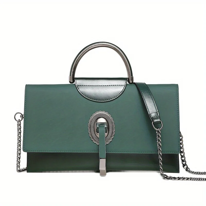 Green Top Handle Handbag for Women, Metal Lock Satchel Purse with Chain Crossbody Strap, Elegant Office & Party Shoulder Bag
Green Top Handle Handbag for Women, Metal Lock Satchel Purse with Chain Crossbody Strap, Elegant Office & Party Shoulder Bag
