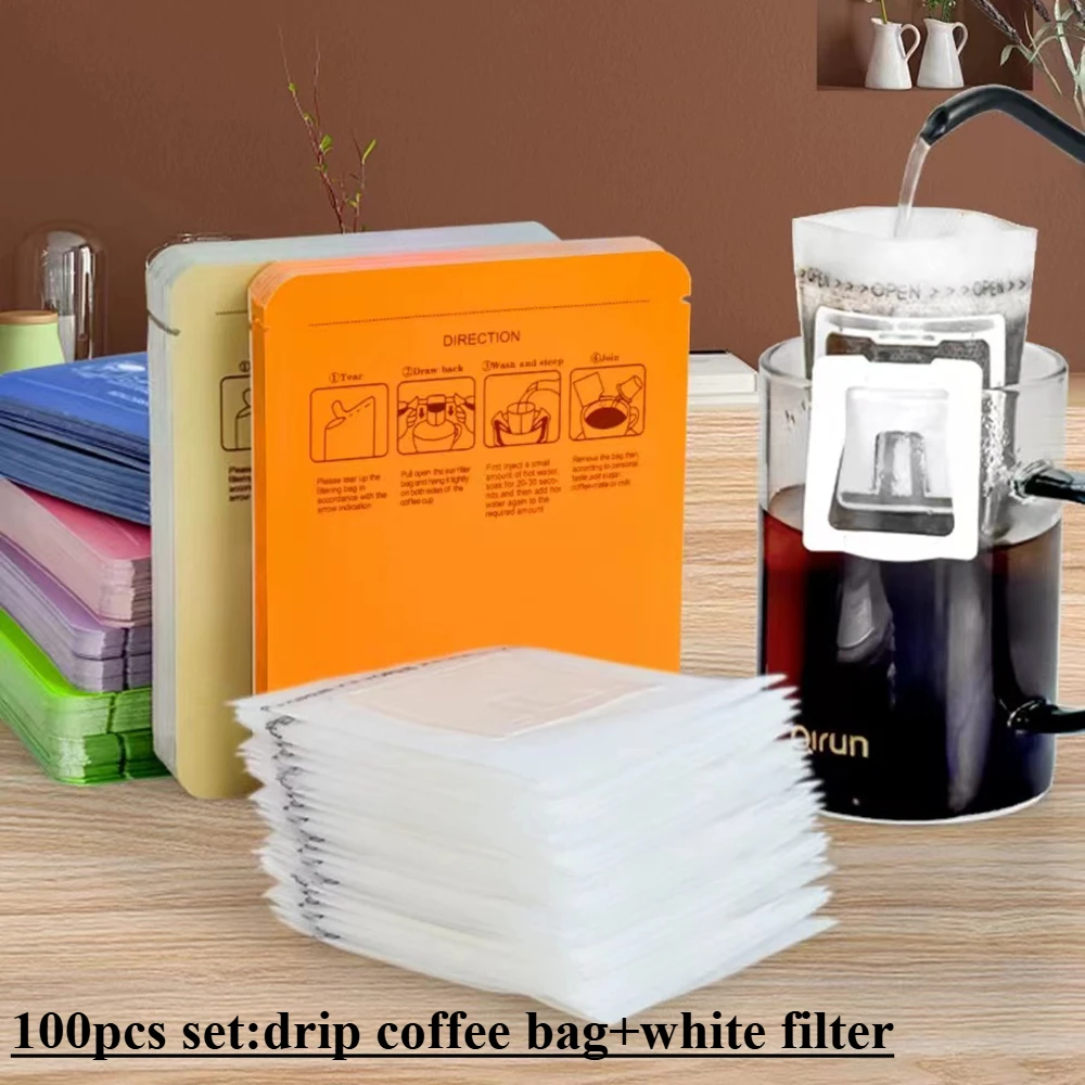 100pcs Colorful Aluminum Foil Instant Coffee Drip Powder Heat Seal Bags with White Filters Smell Proof Three Side Sealed Pouches
100pcs Colorful Aluminum Foil Instant Coffee Drip Powder Heat Seal Bags with White Filters Smell Proof Three Side Sealed Pouches