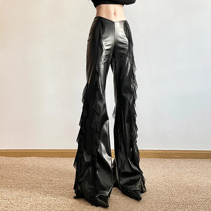 Streetwear Faux Pu Patchwork Mesh High Waist Trousers Mall Gothic Zip Women Casual Flare Pants
Streetwear Faux Pu Patchwork Mesh High Waist Trousers Mall Gothic Zip Women Casual Flare Pants