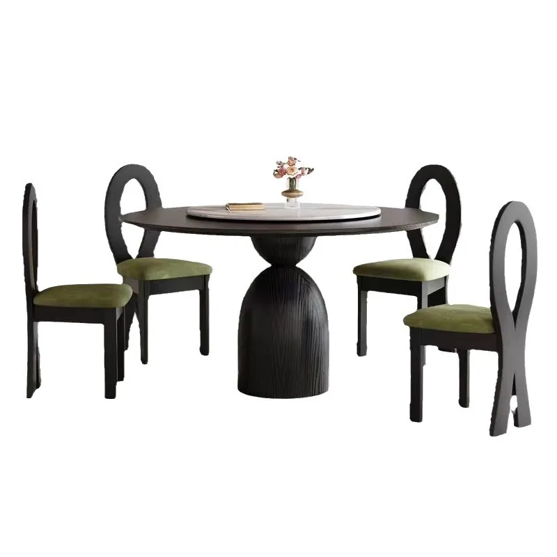 Nordic retro small apartment solid wood round dining table and chair combination,
Nordic retro small apartment solid wood round dining table and chair combination,