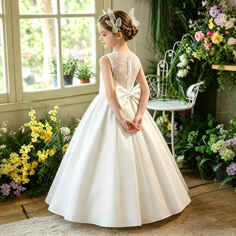 Girls Satin Dress Elegant Children Wedding Flower Girl Lace Long Dress 2026 Summer New Temperament Princess Dress
Girls Satin Dress Elegant Children Wedding Flower Girl Lace Long Dress 2026 Summer New Temperament Princess Dress
