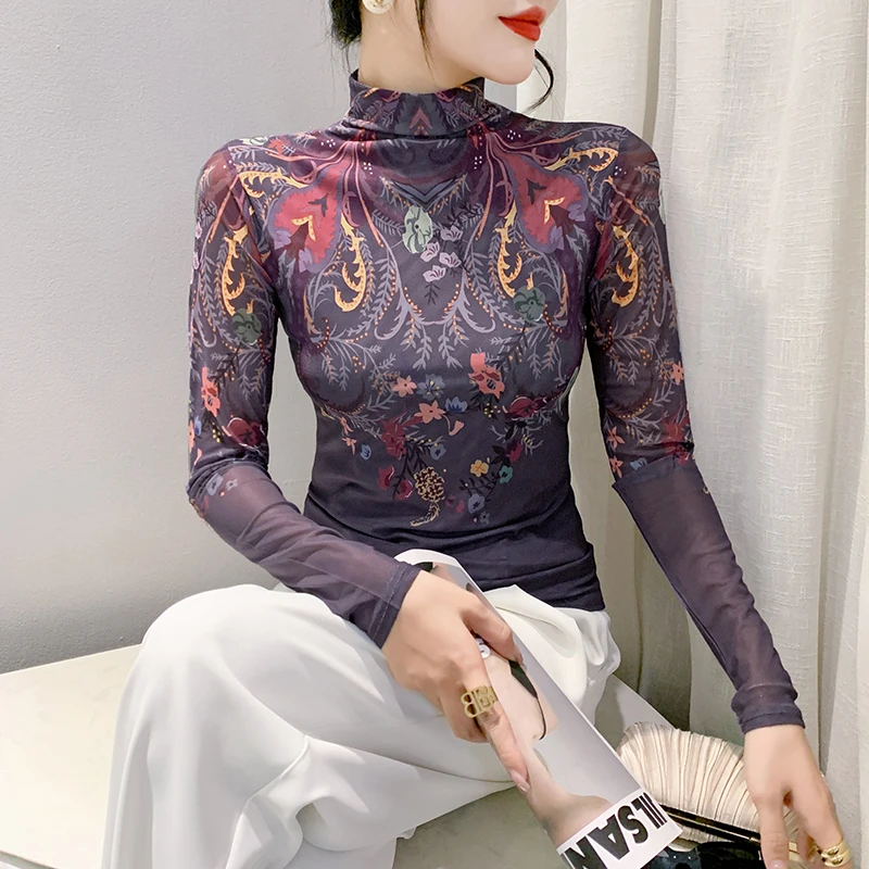 2023 New Fall Winter European Style Mesh T-Shirt Fashion Sexy Turtleneck Print Women's Tops Long Sleeve Casual S-4XL Tees 39258
2023 New Fall Winter European Style Mesh T-Shirt Fashion Sexy Turtleneck Print Women's Tops Long Sleeve Casual S-4XL Tees 39258