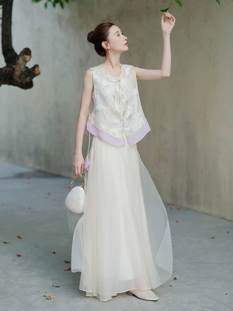 Тонкий топ с вышивкой, женский летний китайский круглый жилет без рукавов из ткани, свободный крой, застежка на одной пуговице
Тонкий топ с вышивкой, женский летний китайский круглый жилет без рукавов из ткани, свободный крой, застежка на одной пуговице