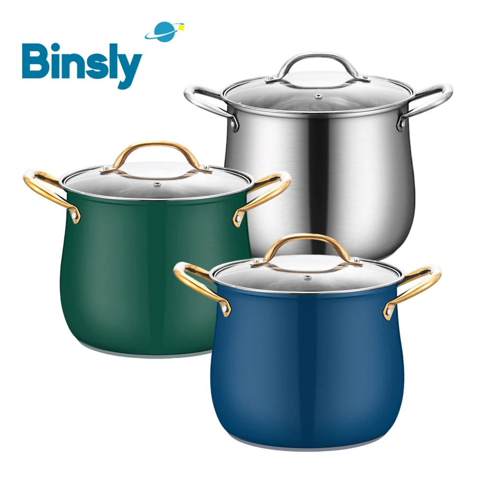 Premium Stainless Steel Stock Pot with Glass Lid & Gold Handles Thickened Stock Cooking Pot Induction Ready Easy to Clean
Premium Stainless Steel Stock Pot with Glass Lid & Gold Handles Thickened Stock Cooking Pot Induction Ready Easy to Clean