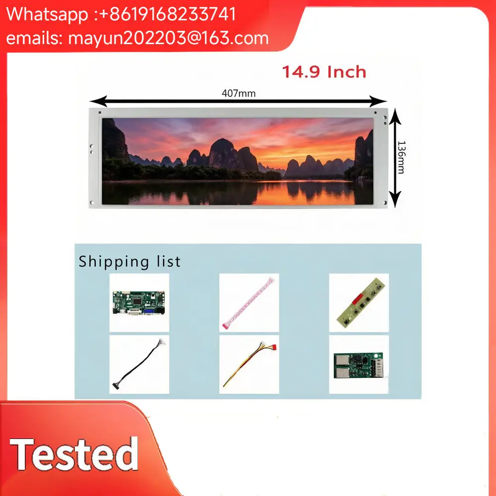 14.9-inch LCD Screen: LTA149B780F, 1280×390. Includes HDMI/DVI/VGA Controller Board.
14.9-inch LCD Screen: LTA149B780F, 1280×390. Includes HDMI/DVI/VGA Controller Board.