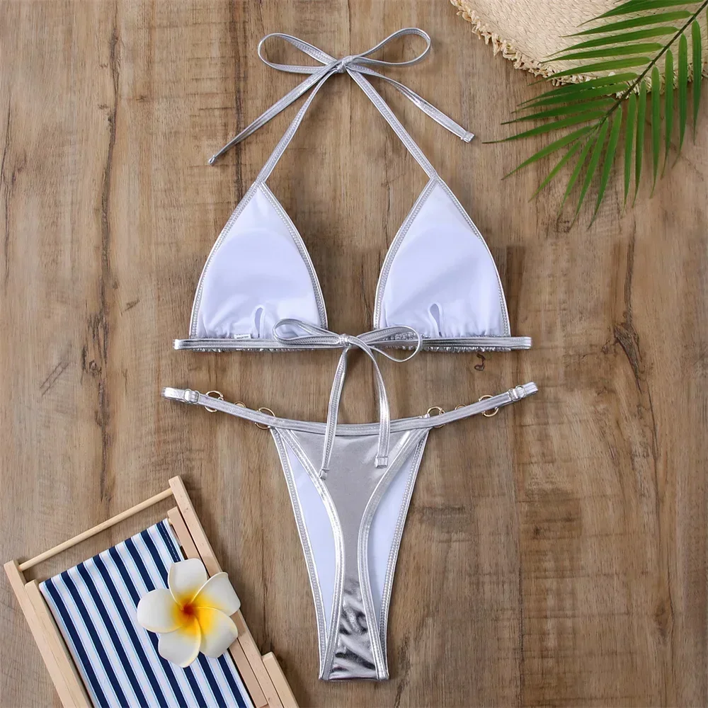 Silver Micro Bikini Beaded Chains Triangle Swimsuit Halter String Backless Swimwear Y2K Bathing Suit Women Bikinis Beach Outfits
Silver Micro Bikini Beaded Chains Triangle Swimsuit Halter String Backless Swimwear Y2K Bathing Suit Women Bikinis Beach Outfits