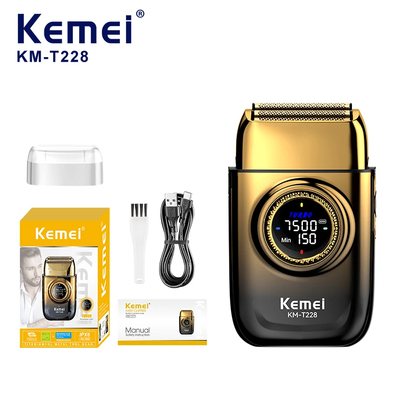 Kemei T228 Electric Shaver Men Professional Beard Trimmer Rechargeable Digital Display Shaver Machine Barber Reciprocating Razor
Kemei T228 Electric Shaver Men Professional Beard Trimmer Rechargeable Digital Display Shaver Machine Barber Reciprocating Razor
