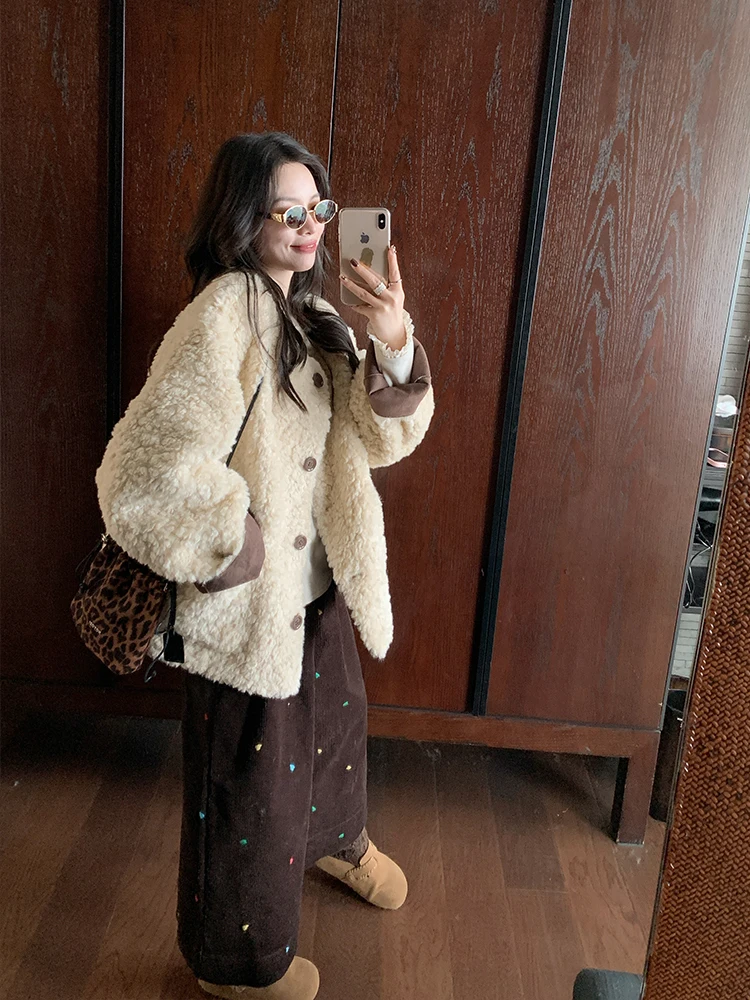 Gold Su One Color Blo Fur Jaet Women's Winter Thiened Casual Loose Suede Cotton Coat Korean Sle round Ne Single Button
Gold Su One Color Blo Fur Jaet Women's Winter Thiened Casual Loose Suede Cotton Coat Korean Sle round Ne Single Button