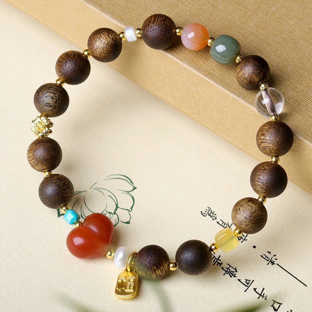 New Chinese Style Green Agarwood Bracelet with Southern Red Agate Peach Jasper and Beeswax for Women Gifts
New Chinese Style Green Agarwood Bracelet with Southern Red Agate Peach Jasper and Beeswax for Women Gifts