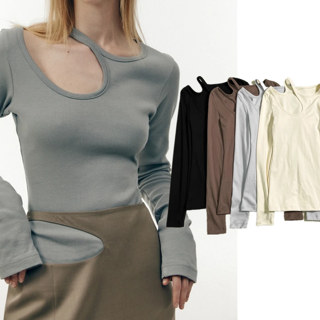 Jenny&Dave Long Sleeve T-shirt Women Casual Tshirts For 2024 SS Out Halter Knitted Tops Sexy Hollow
Jenny&Dave Long Sleeve T-shirt Women Casual Tshirts For 2024 SS Out Halter Knitted Tops Sexy Hollow