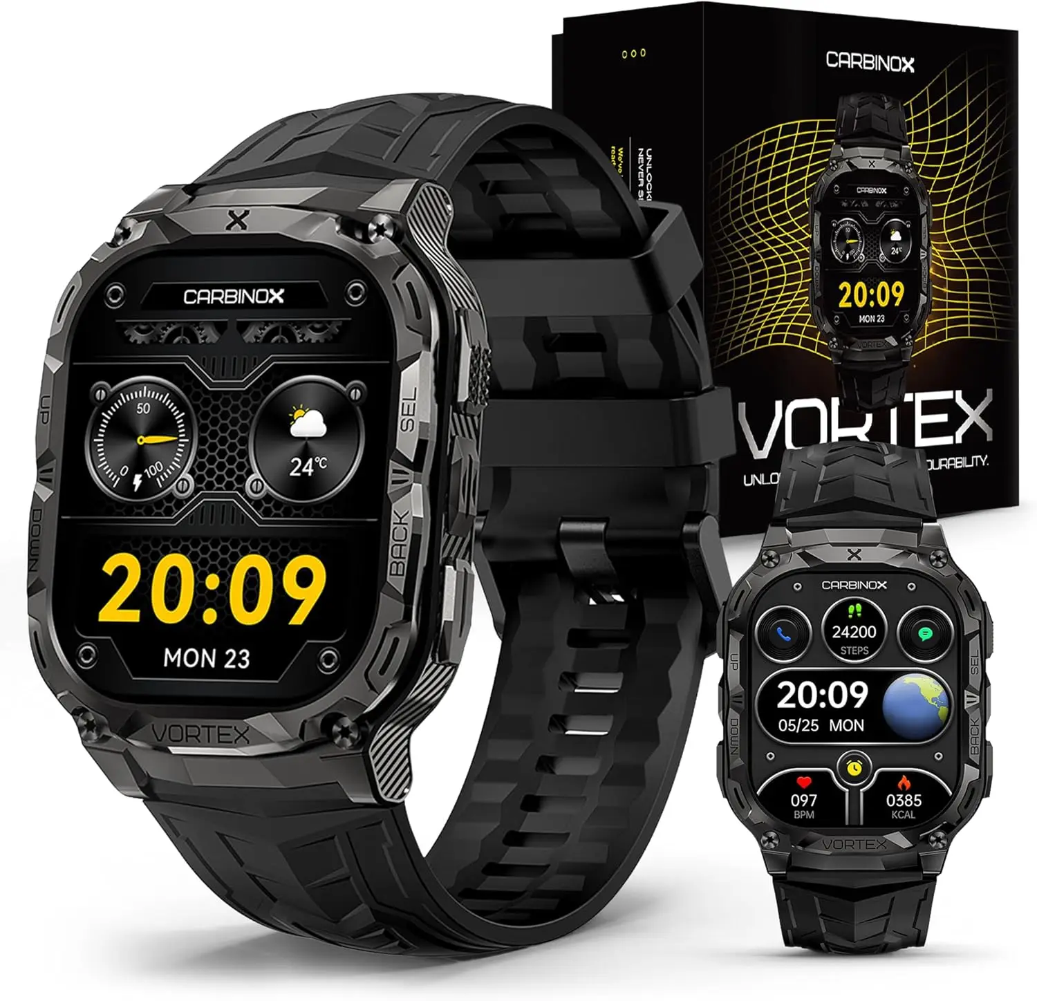 Rugged Smartwatch with Bluetooth Calling, IP69K Waterproof, 1.96" AMOLED, 100+ Sports Modes for Men
Rugged Smartwatch with Bluetooth Calling, IP69K Waterproof, 1.96" AMOLED, 100+ Sports Modes for Men