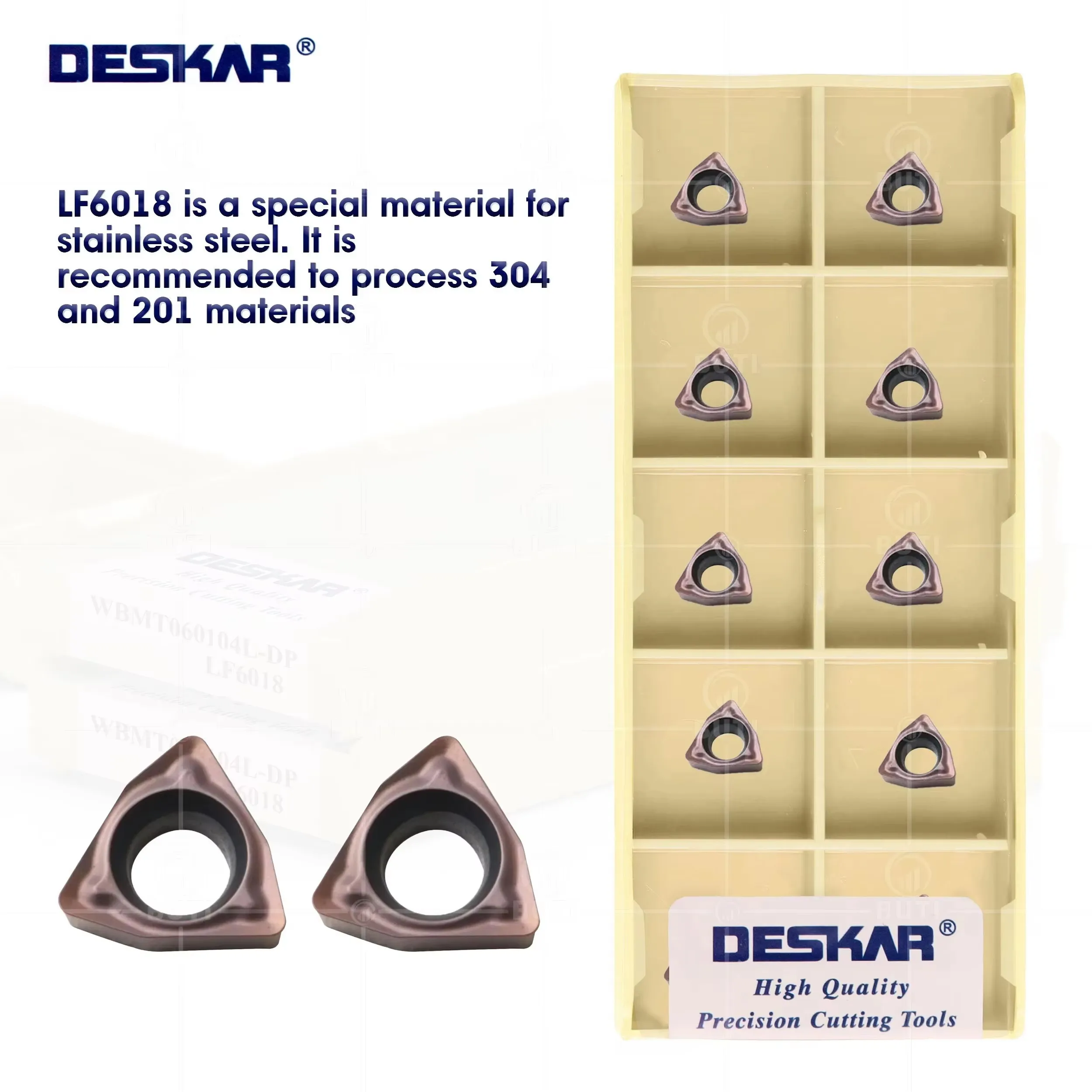 DESKAR 100% Original Carbide Insert WBMT060104L-DP LF6018 CNC Peach Shaped Inner Hole Boring Tool For Processing Stainless Steel
DESKAR 100% Original Carbide Insert WBMT060104L-DP LF6018 CNC Peach Shaped Inner Hole Boring Tool For Processing Stainless Steel