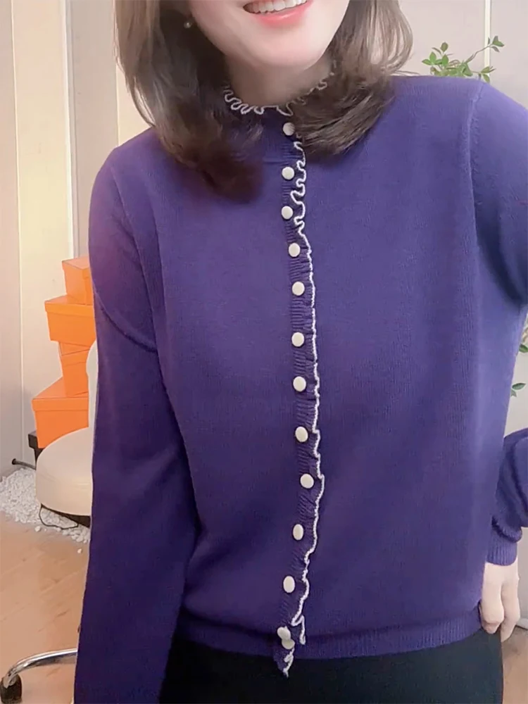 Korean Sle Ruffle f High Ne Knitted Open Cardigan Autumn Winter New Arrival plus Size Slimming Age Reducing Top
Korean Sle Ruffle f High Ne Knitted Open Cardigan Autumn Winter New Arrival plus Size Slimming Age Reducing Top