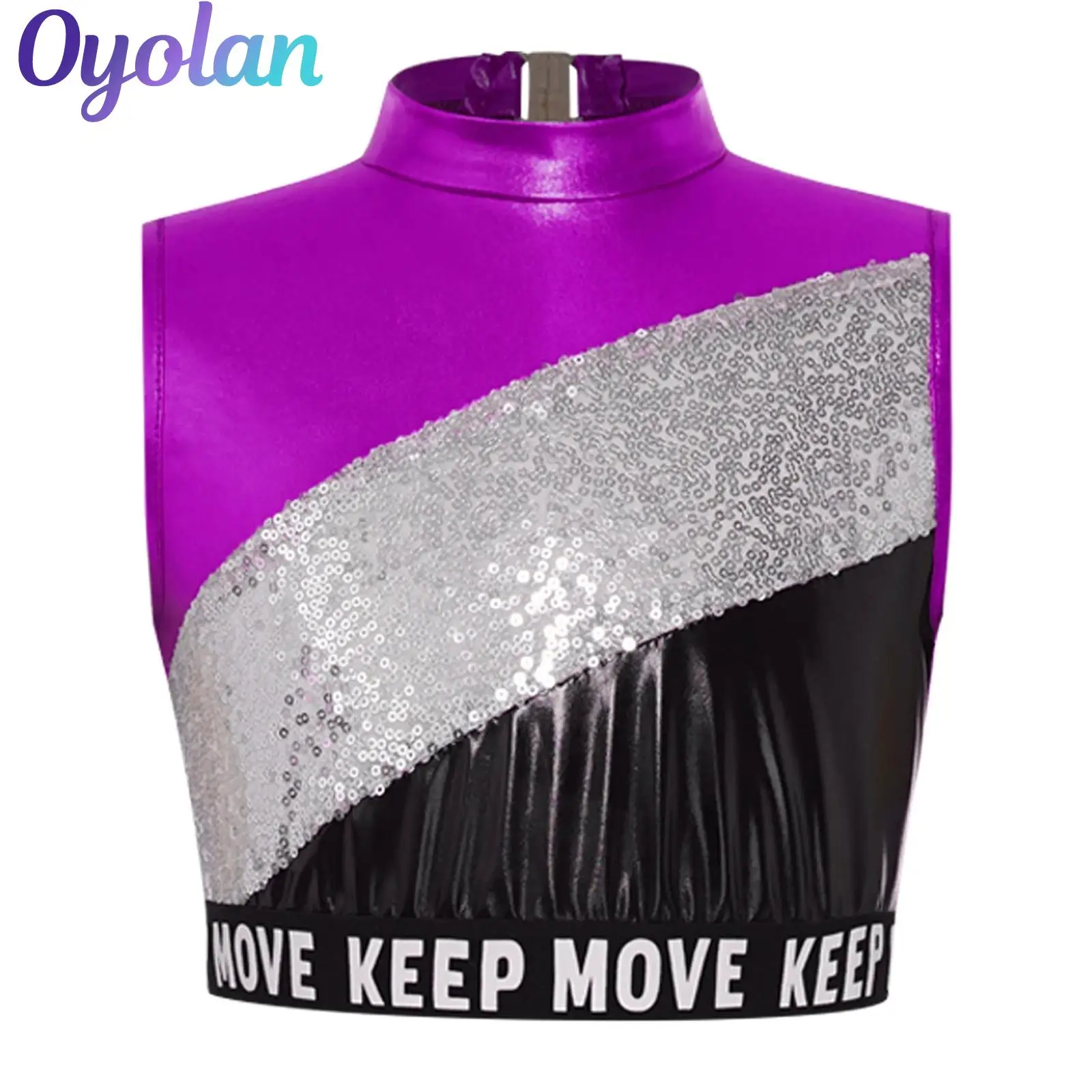 Kids Girls Jazz Dance Tops Performance Hip Hop Costume Sparkling Sequins Color Block Metallic Letter Print Elastic Hem Crop Top
Kids Girls Jazz Dance Tops Performance Hip Hop Costume Sparkling Sequins Color Block Metallic Letter Print Elastic Hem Crop Top