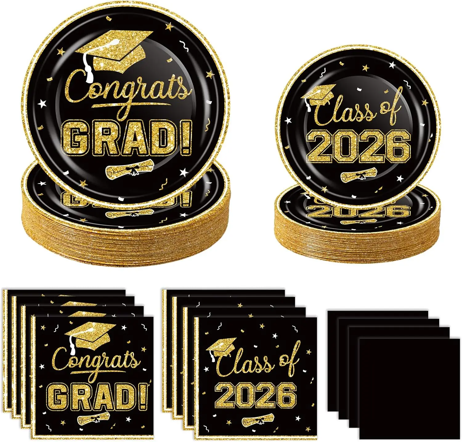 2026 Graduation Party Supplies: 200-Pack Black Gold Dinnerware Set for 50 Guests
2026 Graduation Party Supplies: 200-Pack Black Gold Dinnerware Set for 50 Guests