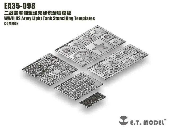 Модель ET 1/35, модель EA35-098, стандартные шаблоны для трафарета для танка
Модель ET 1/35, модель EA35-098, стандартные шаблоны для трафарета для танка