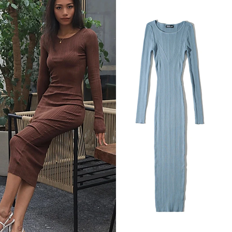 Вязаное платье-свитер с длинным рукавом, облегающее, выше колена, с высокой талией, для осени и весны, в уличном стиле, с круглым вырезом
Вязаное платье-свитер с длинным рукавом, облегающее, выше колена, с высокой талией, для осени и весны, в уличном стиле, с круглым вырезом