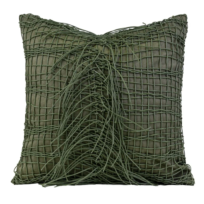 NEW Cushion Cover Modern Simple Art Design Hand Woven Tassel Suede Fabric Green 45*45 Pillowcase Trend All-match Home Decoration
NEW Cushion Cover Modern Simple Art Design Hand Woven Tassel Suede Fabric Green 45*45 Pillowcase Trend All-match Home Decoration