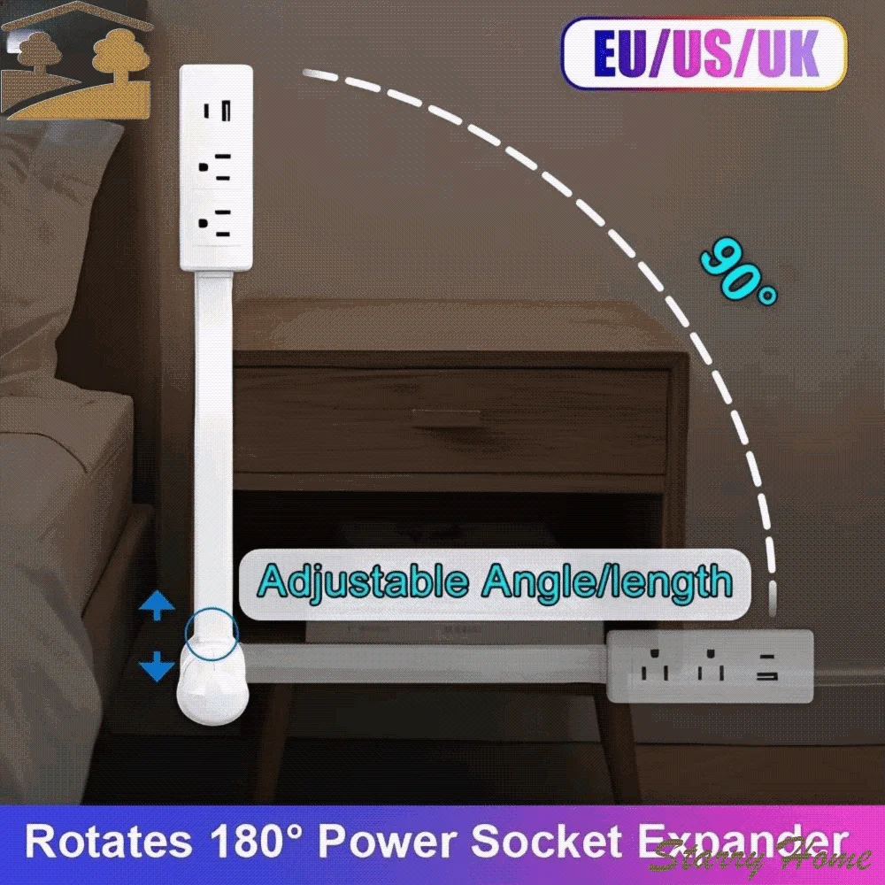 Adjustable Length Electrical Outlet Extender 180° Swivel Flat Plug Power Socket Extender Stretchable Plug 2 AC USB-A&C
Adjustable Length Electrical Outlet Extender 180° Swivel Flat Plug Power Socket Extender Stretchable Plug 2 AC USB-A&C