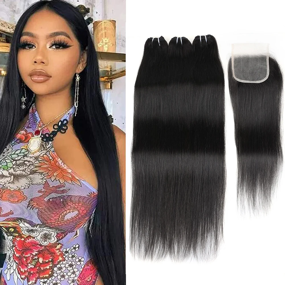 Brazilian Straight Human Hair 3 Bundles with 4x4 Frontal Closure Transparent Lace Hair Bundles and Closure Extensions for Women
Brazilian Straight Human Hair 3 Bundles with 4x4 Frontal Closure Transparent Lace Hair Bundles and Closure Extensions for Women