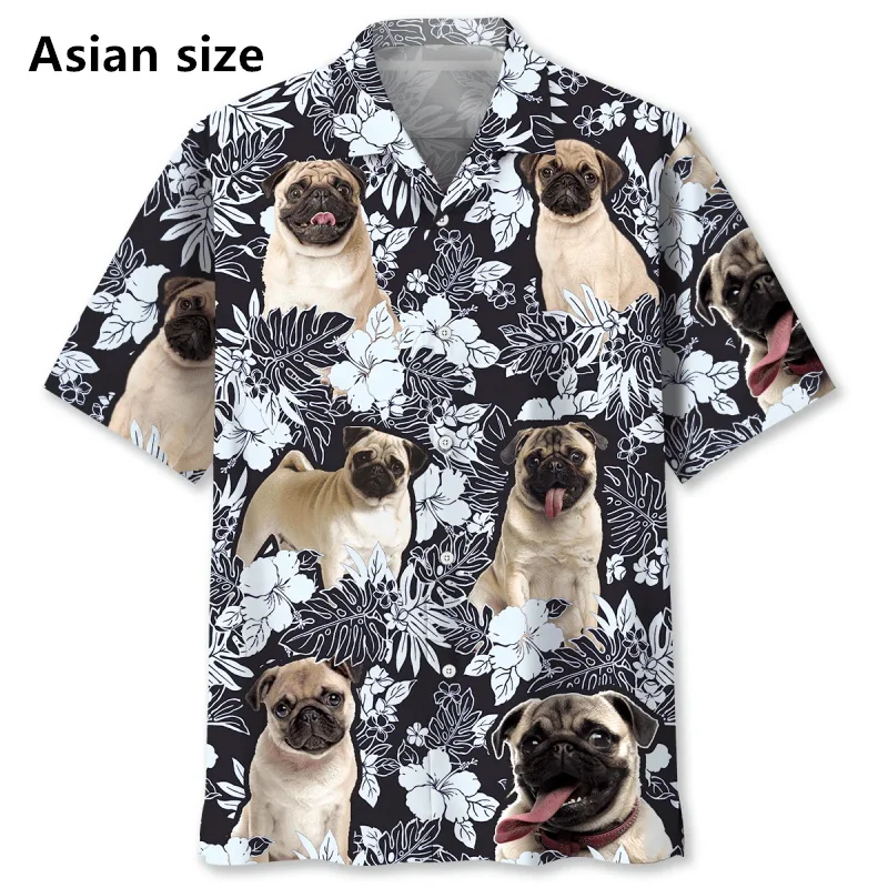 3D принт Забавный мопс Тропическая гавайская рубашка для мужчин с коротким рукавом на пуговицах с изображением животных и собак Рубашки Aloha Мужская пляжная рубашка Топ
3D принт Забавный мопс Тропическая гавайская рубашка для мужчин с коротким рукавом на пуговицах с изображением животных и собак Рубашки Aloha Мужская пляжная рубашка Топ