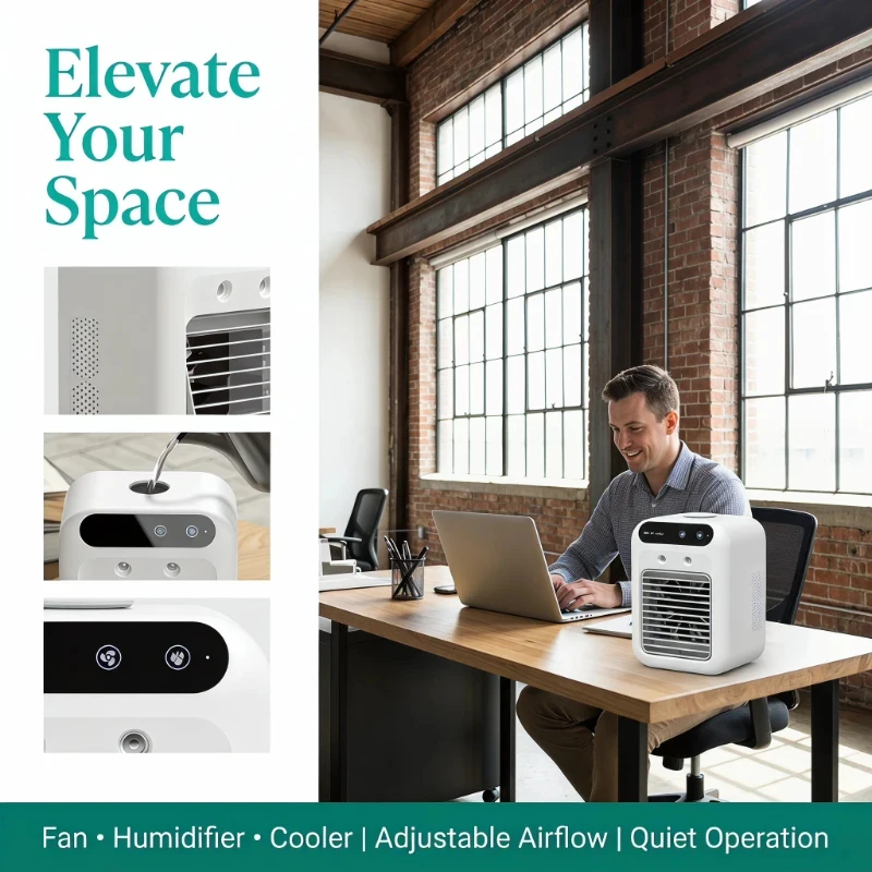 Small portable air conditioner fan, small air cooler, mini humidifier for home and office
Small portable air conditioner fan, small air cooler, mini humidifier for home and office