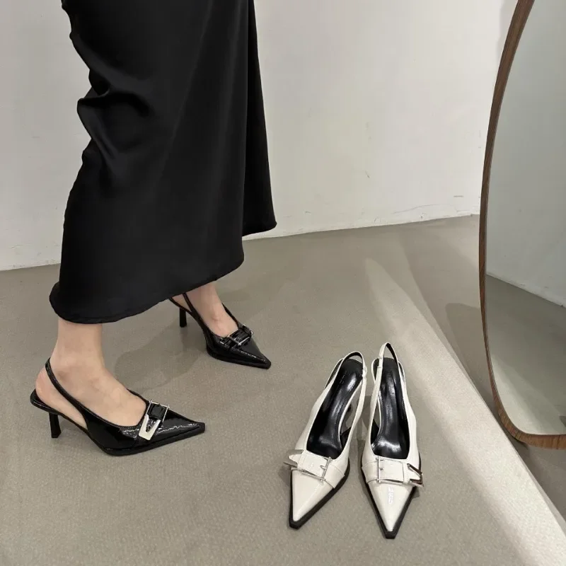 New Summer Women Dress Shoes Pointed Toe Sandals Buckle Slingbacks Pumps Back Strap Mid Heels Patent Leather Shoe Zapatos Mujer
New Summer Women Dress Shoes Pointed Toe Sandals Buckle Slingbacks Pumps Back Strap Mid Heels Patent Leather Shoe Zapatos Mujer