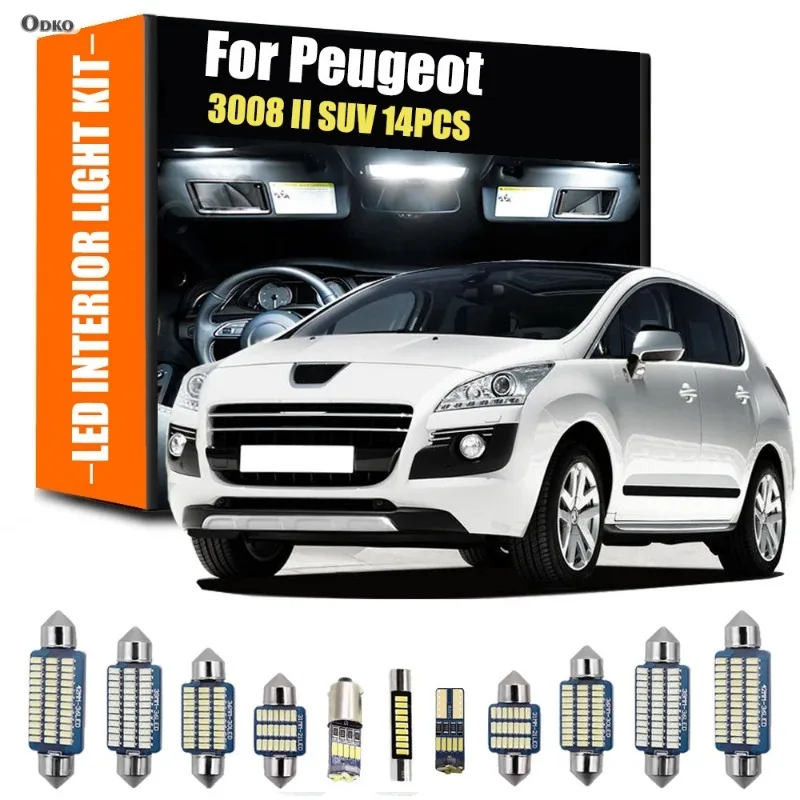 Для Peugeot 3008 II SUV 14 шт. светодиодный внутренний светильник для чтения багажника, комплект лампочек для хэтчбека, седан, сигнальная лампа, автомобильные фонари
Для Peugeot 3008 II SUV 14 шт. светодиодный внутренний светильник для чтения багажника, комплект лампочек для хэтчбека, седан, сигнальная лампа, автомобильные фонари