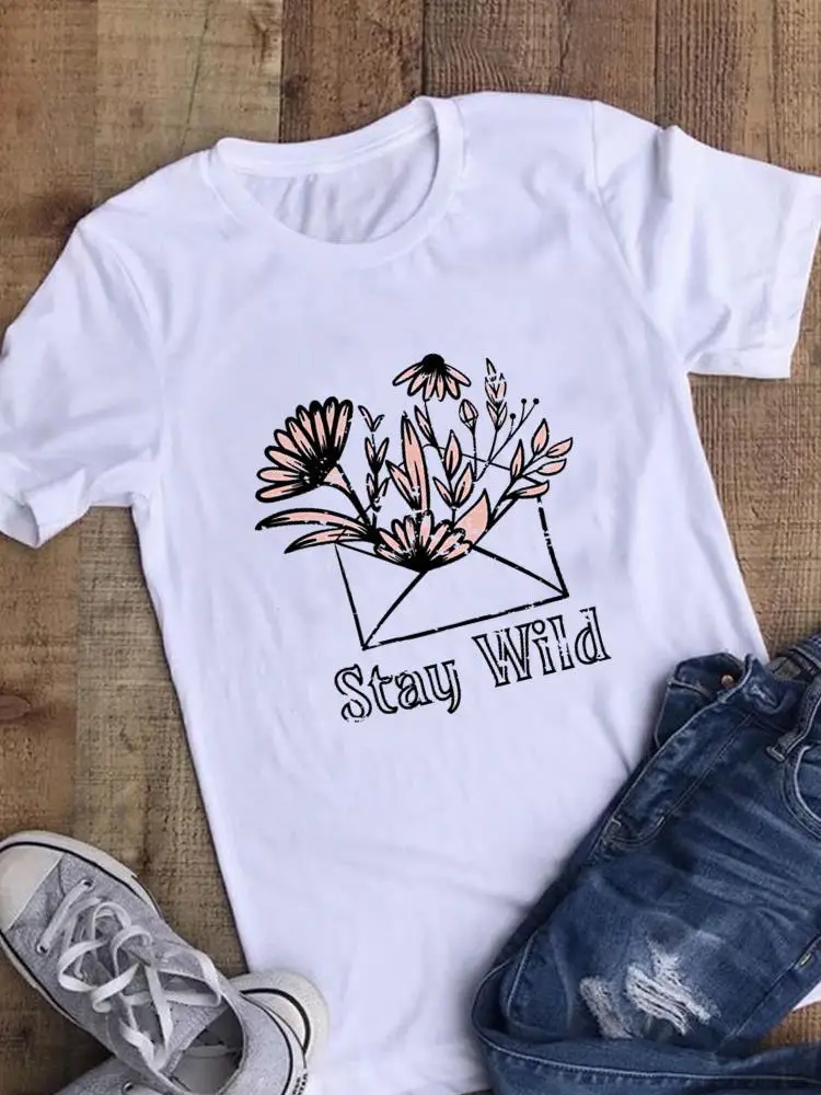 Women Fashion Casual Clothing Summer Graphic T Shirt Flower Letter 90s Trend Short Sleeve Tee Top Female Print T-shirt
Women Fashion Casual Clothing Summer Graphic T Shirt Flower Letter 90s Trend Short Sleeve Tee Top Female Print T-shirt