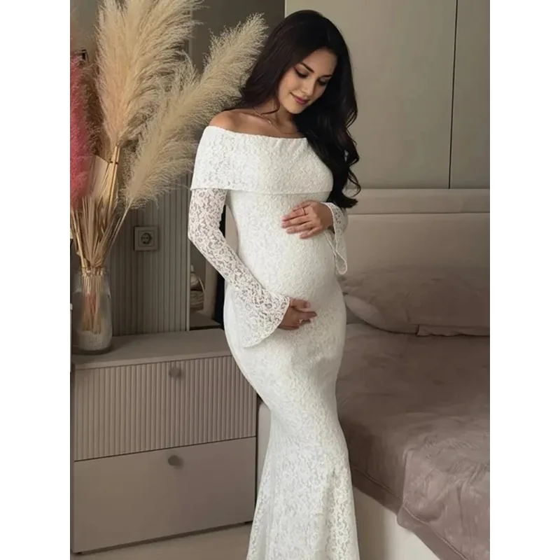 Pregnancy Photography Lace Dress Off Shoulder Long Sleeve Maternity Photoshoot Outfit Elegant Maxi Gown for Pregnant Women Lady
Pregnancy Photography Lace Dress Off Shoulder Long Sleeve Maternity Photoshoot Outfit Elegant Maxi Gown for Pregnant Women Lady