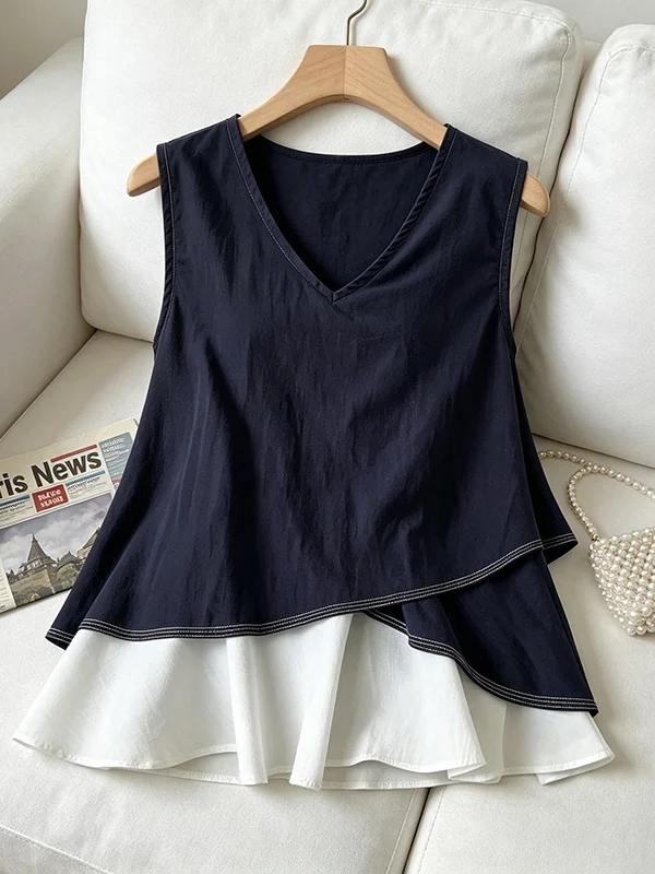 plus Size Women's Fashionable Summer Shirt Color Block Slimming Sleeveless Top Korean Style V-Neck Regular Fit Chinese Produc...
plus Size Women's Fashionable Summer Shirt Color Block Slimming Sleeveless Top Korean Style V-Neck Regular Fit Chinese Produc...