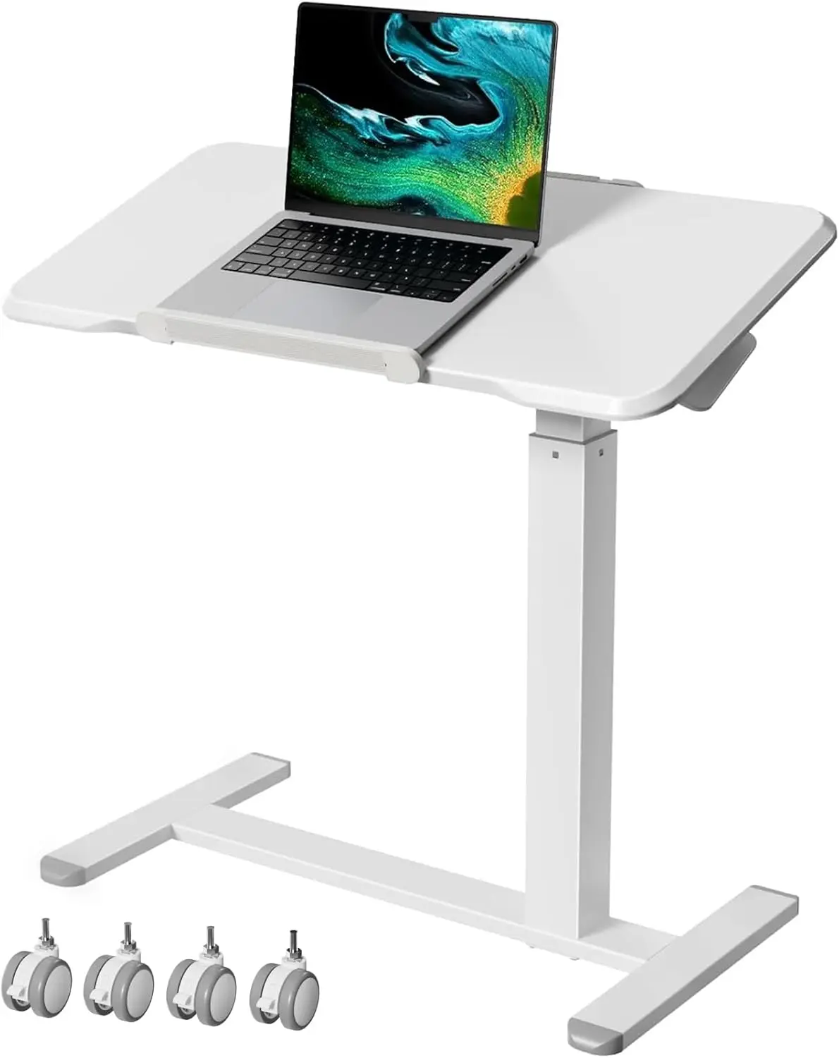 32in Rolling Laptop Desk with 180° Tilt, Height Adjustable Standing Desk, Mobile Bedside Table with Lockable Wheels, White
32in Rolling Laptop Desk with 180° Tilt, Height Adjustable Standing Desk, Mobile Bedside Table with Lockable Wheels, White