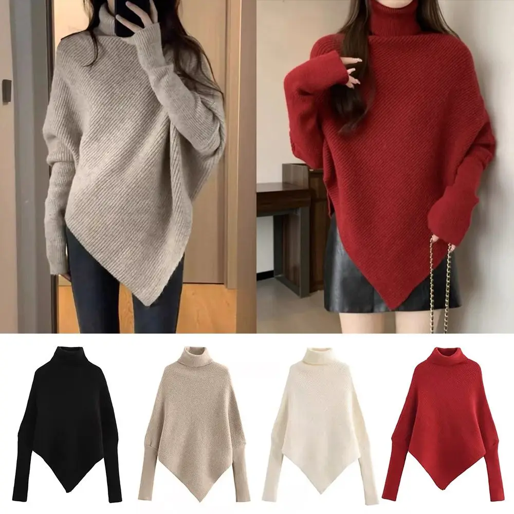 Fashion Irregular Knit Sweater Warm Loose High Neck Long Sleeve Thickened Female Pullovers Autumn Winter
Fashion Irregular Knit Sweater Warm Loose High Neck Long Sleeve Thickened Female Pullovers Autumn Winter