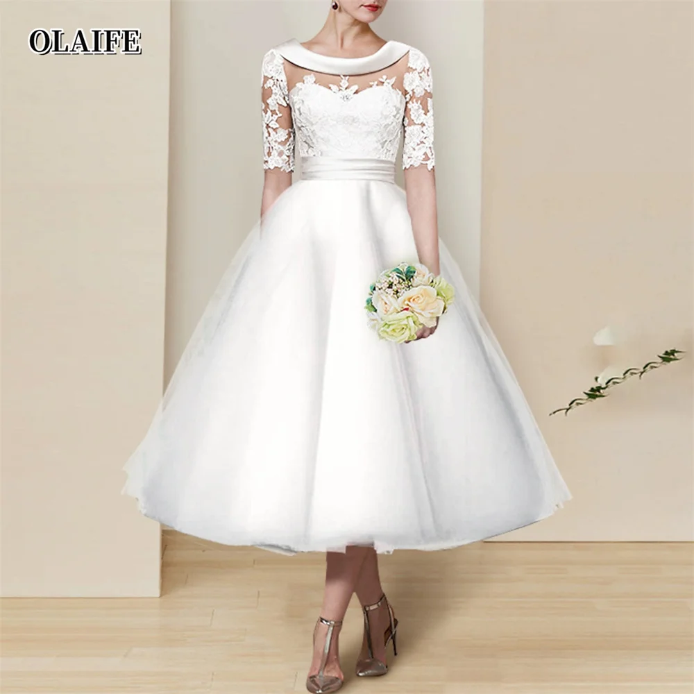 Ball Gown Scoop Tea-Length Lace Wedding Dress vestido de novia vestidos novias boda свадебное платье
Ball Gown Scoop Tea-Length Lace Wedding Dress vestido de novia vestidos novias boda свадебное платье