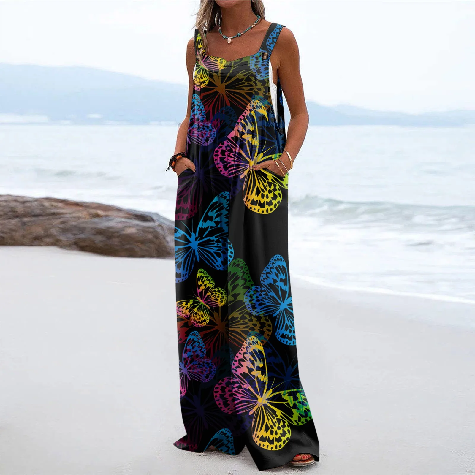 Sleeveless Straps Outfits Jumpsuits Women Casual Jumpsuits Loose Wide Leg Printed Button With Pockets Fashion Overalls Female
Sleeveless Straps Outfits Jumpsuits Women Casual Jumpsuits Loose Wide Leg Printed Button With Pockets Fashion Overalls Female