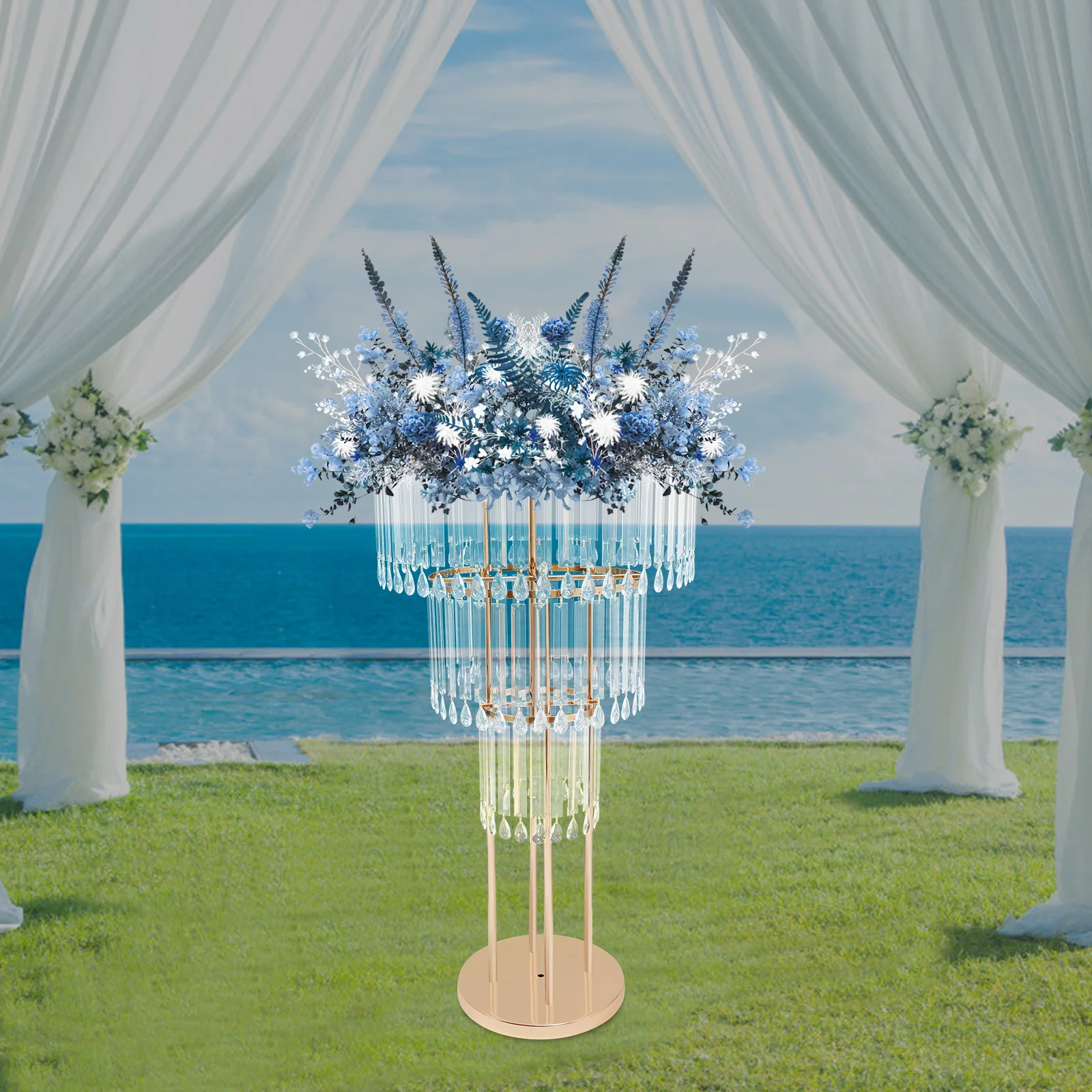 3-Tier Wedding Flower Stand Centerpieces Premium Iron Material with Acrylic Pendants Electroplating Process Party Decoration
3-Tier Wedding Flower Stand Centerpieces Premium Iron Material with Acrylic Pendants Electroplating Process Party Decoration