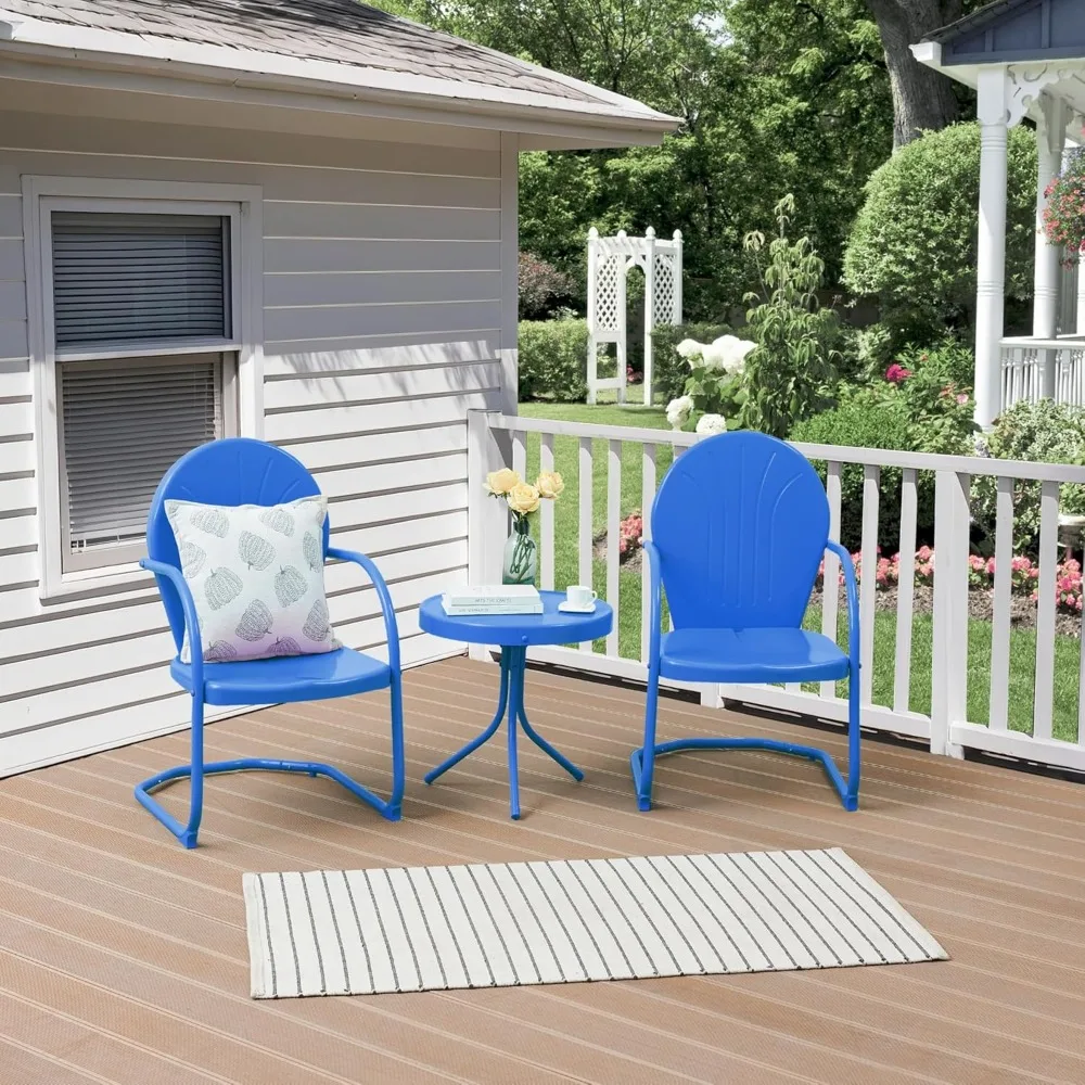 Patio Bistro Set Retro Metal Outdoor Seating Conversation 3 Pieces, 2 C-Spring Motion Armchairs and Round Side Table
Patio Bistro Set Retro Metal Outdoor Seating Conversation 3 Pieces, 2 C-Spring Motion Armchairs and Round Side Table